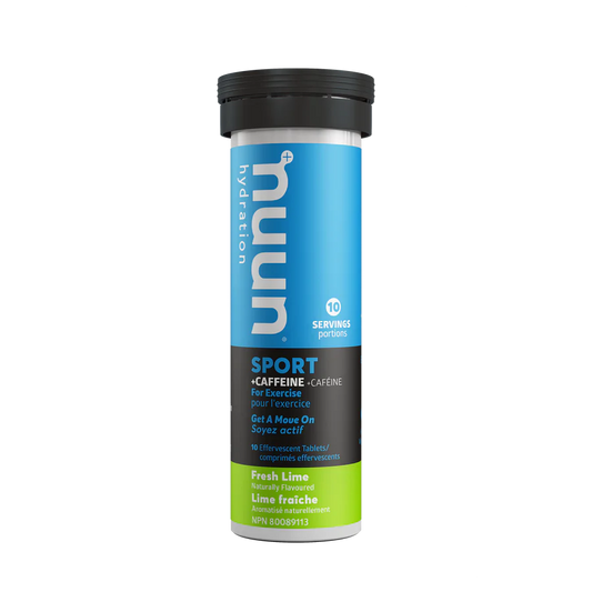 Nuun Sport+ Caffeine Hydration Tablets, Fresh Lime, Box of 8 Tubes (10 tablets per tube) single